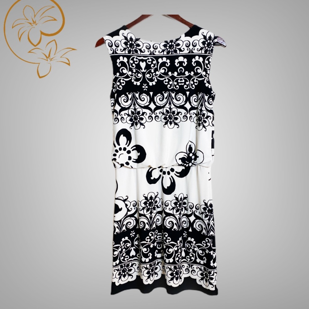 AVITAL Floral Black And White Dress Size Medium